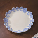 Axyaa Retro Flower Vine Ceramic Plate: High-end Steak Plate for Home & Restaurant