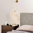 Axyaa Copper LED Wall Lamp Sconce with Glass Shade & Pull Chain Switch