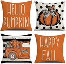 Axyaa Buffalo Check Print Linen Pillow Cover 45x45 for Fall Thanksgiving Decor
