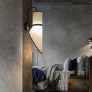 Axyaa White Cloth Lampshade Wall Light for Bedroom | Art Deco Sconce