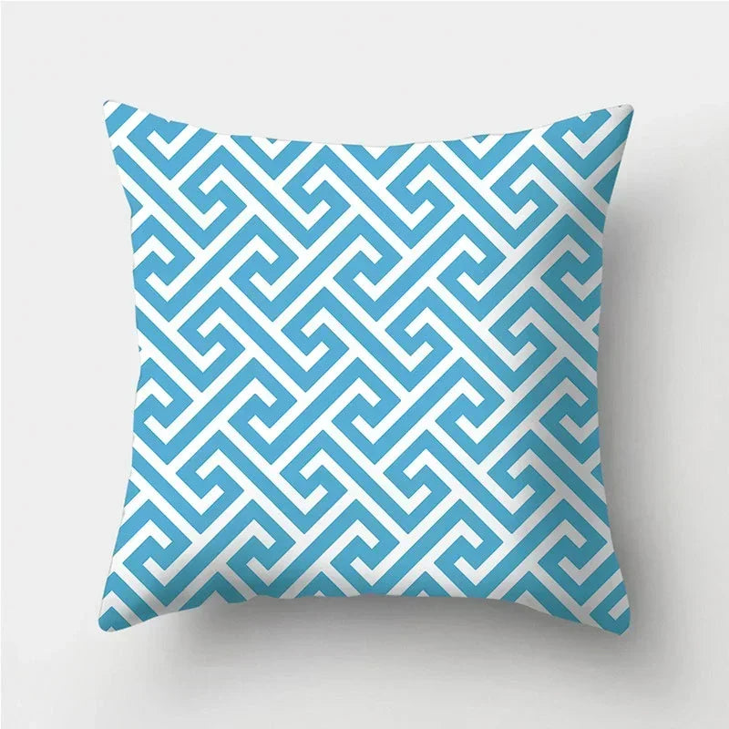 Axyaa Blue Geometric Pattern Cushion Cover for Living Room Sofa Decoration