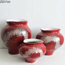 Axyaa Red Ceramic Retro Vase: Creative Plant Pot for Floral Arrangements
