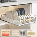 Axyaa Pull-Out Dish Rack with Wooden Handle and Spice Box Storage Rack