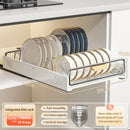 Axyaa Pull-Out Dish Rack with Wooden Handle and Spice Box Storage Rack