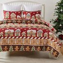 Axyaa Gingerbread Lane Reversible Quilt Set, 3-Piece King/Cal King