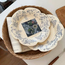 Axyaa Vintage Ceramic Flower Plate - 9 Inch Luxury Dessert Dish