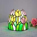 Axyaa Tulips Night Light Lamp with Stained Glass Shade