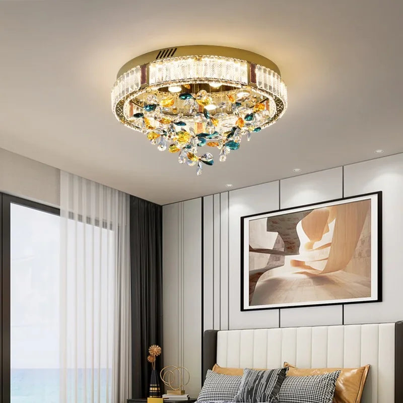 Axyaa Crystal Flower LED Ceiling Lights - Modern Home Decor Luxe Lighting