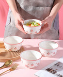 Axyaa Ceramic Tableware Set: Rice Noodle Bowl, Cute Tray, Fruit Bowl.