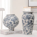 Axyaa Blue and White Porcelain Retro Vase - Ceramic Ice Crack Flower Vase