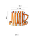 Axyaa Striped Ceramic Cup and Plate Set, 280ml Afternoon Tea Coffee Cup