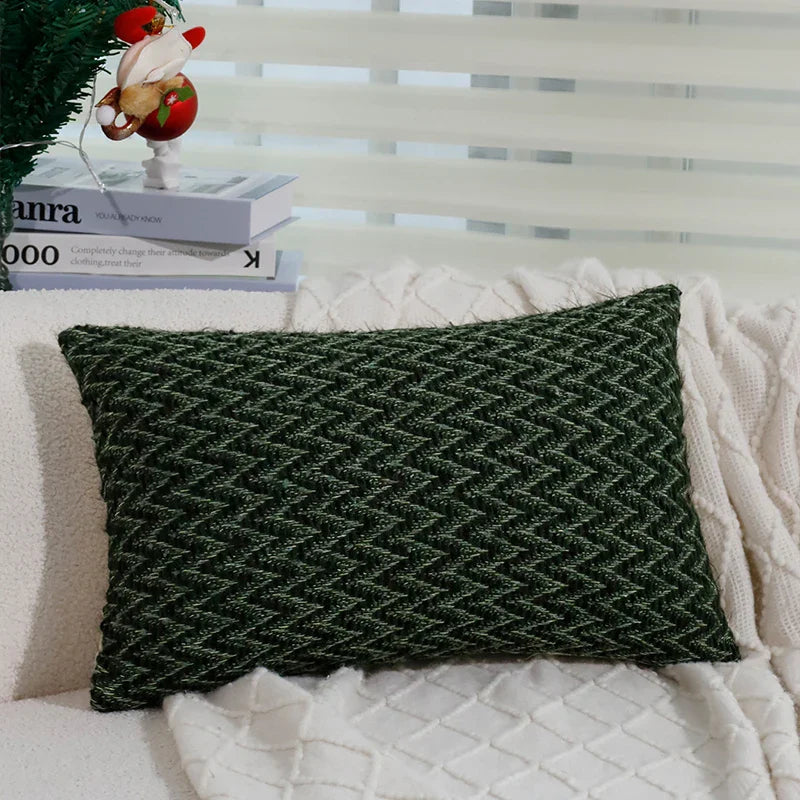 Axyaa Retro Green Wave Cushion Cover 45x45cm for Christmas Home Decoration