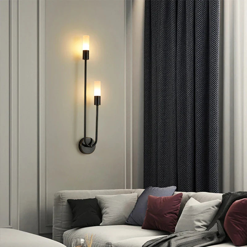 Axyaa Modern Minimalist Wall Sconces, Gold Black Indoor G9 Candle Lamps for Bedroom, Stairway, Balcony