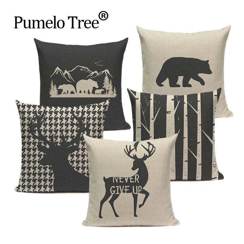 Axyaa Nordic Wildlife Cushion Covers 45x45cm Square Printed Pillow Case