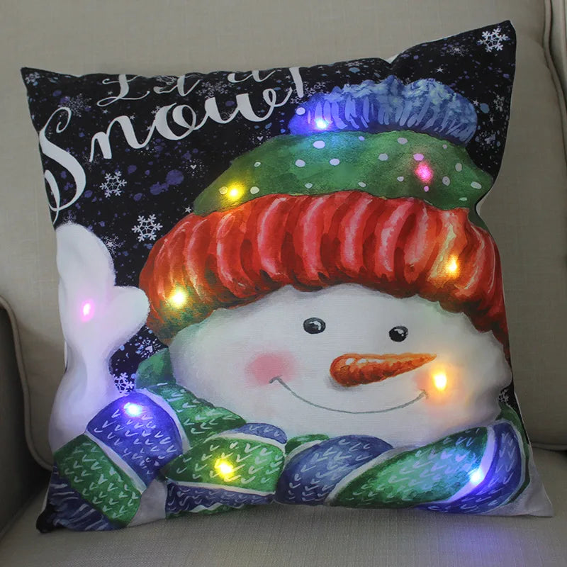 Axyaa LED Christmas Pillow Cover for Festive Holiday Decor