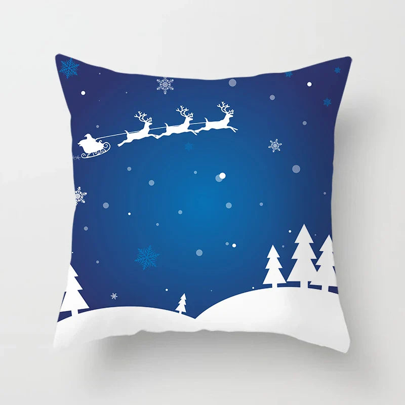 Blue Winter Snowflake Pillowcase for Stylish Christmas Decor by Axyaa