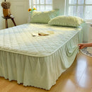 Axyaa Rabbit Velvet Bed Skirt - Simple Solid Color, Double Spell, Autumn and Winter