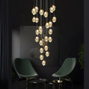 Axyaa LED Crystal Chandelier Staircase Pendant Lamp for Living Room - Modern Indoor Lighting Fixtures