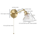 Axyaa Vintage Copper Hexagonal Glass LED Wall Lamp with Pull Chain Switch