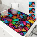 Kitchen Draining Mat Geometric Figures Quick Dry Bathroom Drain Pad by Axyaa
