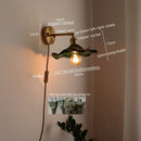 Axyaa Glass Copper LED Wall Sconce Pull Chain Switch Bedroom Living Room Light