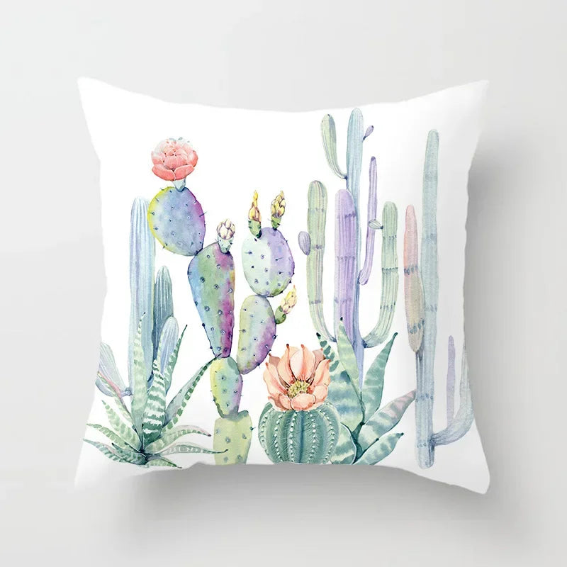 Tropical Cactus Summer Plants Pattern Cushion Cover for Axyaa Home Decor