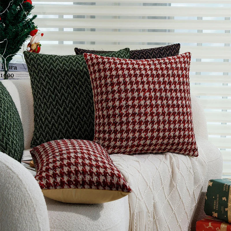 Axyaa Christmas Geometric Pillowcase Red/Green 45x45cm Home Sofa Decor