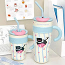 Axyaa Cute Thermos Water Bottle Insulated Stainless Steel Tumbler with Straw