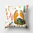 Axyaa Multicolor Bird Floral Landscape Polyester Throw Pillow Cover 45X45CM
