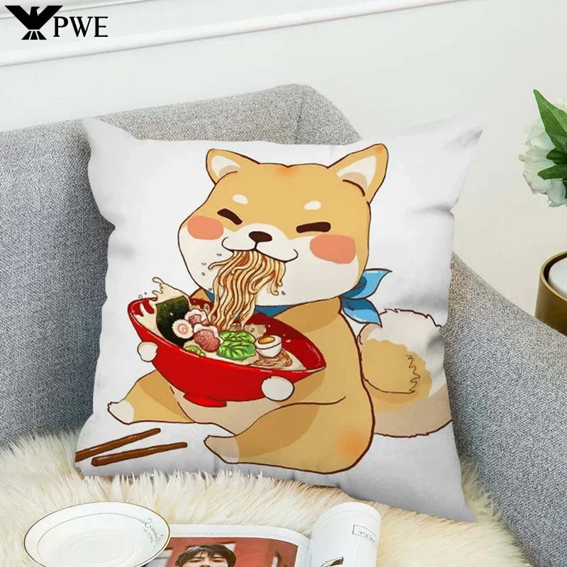 Axyaa Shiba Inu Cushion Cover 45x45cm for Bed or Chair Decor