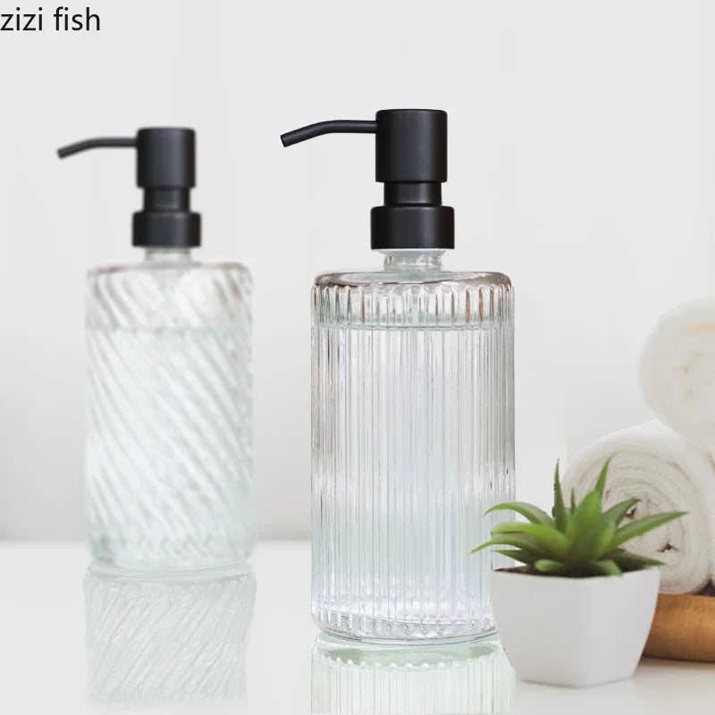 Axya Stainless Steel Pump Lotion Bottle Set - Bathroom Dispenser for Soap, Shampoo & Shower Gel