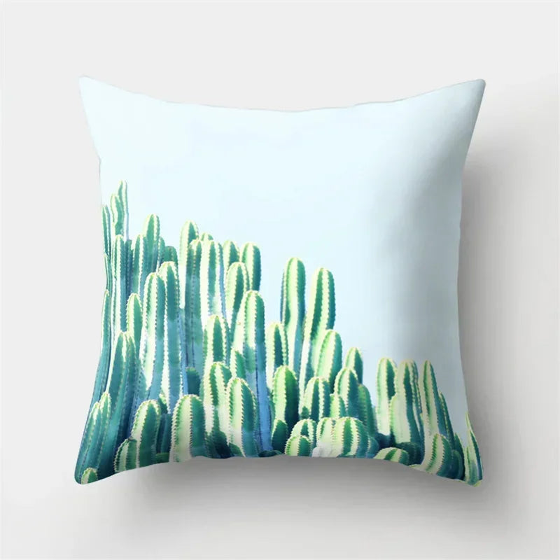 Axyaa Tropical Plant Green Leaves Cactus Pillowcase Living Room Sofa Cushion Cover