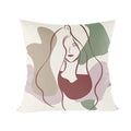 Abstract Line Drawing Girls Print Cushion Cover 45x45cm by Axyaa