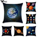 Axyaa Solar System Planets Linen Cushion Cover 45x45cm Bedroom Living Room Sofa Decor