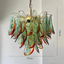 Axyaa Green Glass Chandelier: Medieval French Style Lighting for Living Room, Bedroom, Dining Hall