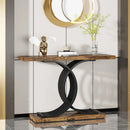 Axyaa Geometric Frame Brown Console Table