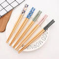 Axyaa Bamboo & Wood Chopsticks Set - Non Slip, Non Moldy, Multi Color