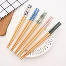Axyaa Bamboo & Wood Chopsticks Set - Non Slip, Non Moldy, Multi Color