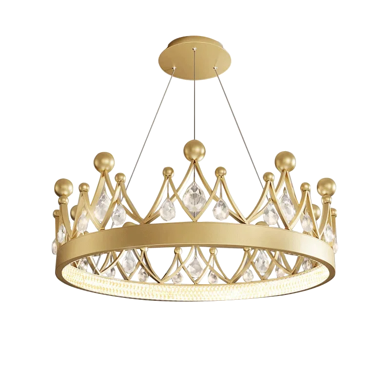 Axyaa Crown Crystal Chandelier Pendant Light for Children's Room and Living Room