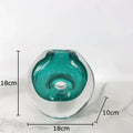 Axyaa Circular Glass Vase for Desk Decoration and Flower Arrangement