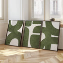 Axyaa Medieval Green Abstract Wall Art Set - Modern Retro Decor for Home, Office
