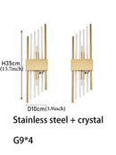 Axyaa Nordic Crystal Wall Lamp - Black Gold Stainless Steel LED Light