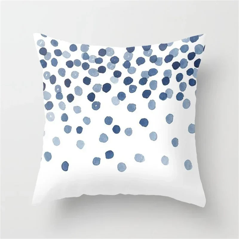 Geometric Blue Ink Flower Pillowcase for Stylish Home Decor by Axyaa