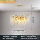 Axyaa Gold Branch Crystal LED Pendant Chandeliers for Living, Dining, Kitchen, Bedroom