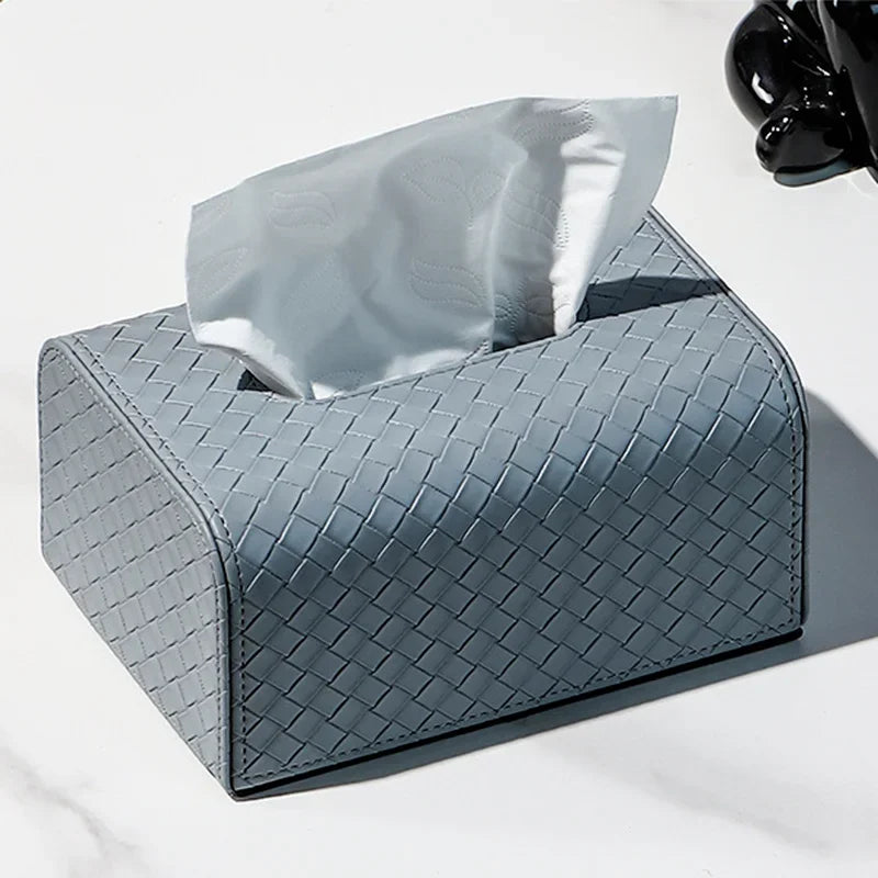 Axya Woven Grid Leather Tissue Box - Home Decor Essential