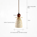 Axyaa Yellow Travertine Wood Pendant Light, LED Hanging Lamp for Dinging Living Room