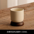 Axyaa Acacia Wood Bottom Clay Espresso Mug for Hotel, Restaurant, Home- Unique Drinkware