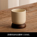 Axyaa Acacia Wood Bottom Clay Espresso Mug for Hotel, Restaurant, Home- Unique Drinkware
