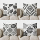 Axyaa Gray Leaf Pattern Decorative Pillow Cover for Sofa, Bedroom, Car