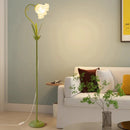 Axyaa Iron Art Flower Floor Lamp LED E27 White Flower Lampshade for Living Room Corners
